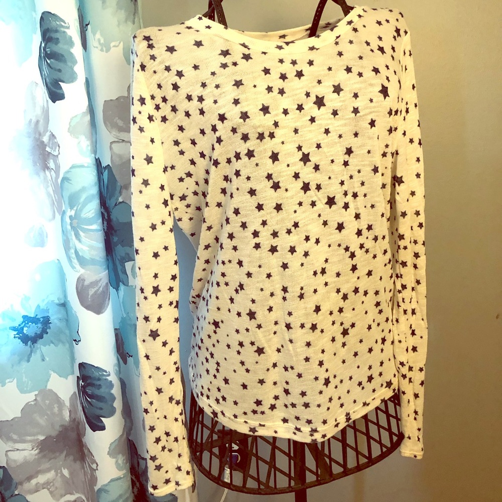 H&M divided cream and blue top